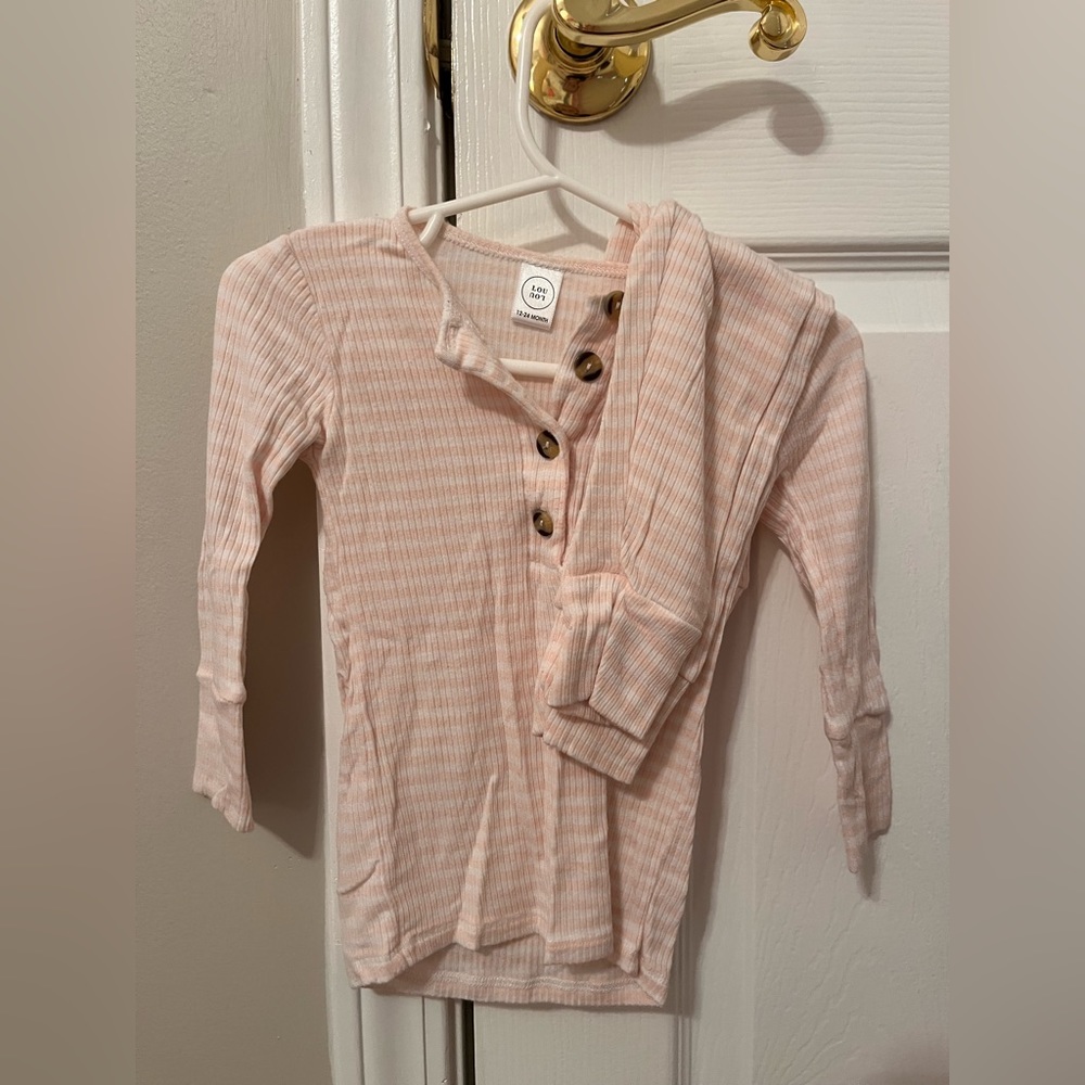 Pink & White Ribbed LouLou Company Top & Pant Set
